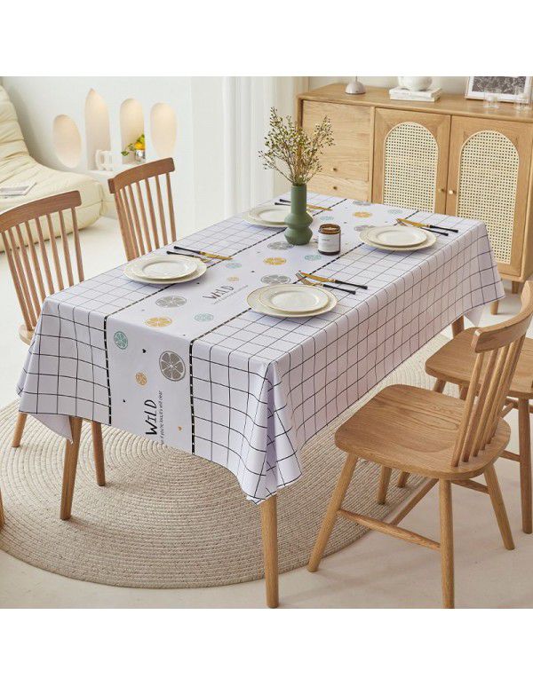 Simple dining table cloth, waterproof, oil proof, hot proof, wash free pvc household tea table cloth, rectangular student ins desk mat