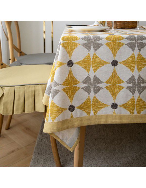 Cross border wholesale Nordic style square table cloth cotton linen polyester blended printing household tea table mat cloth table cloth