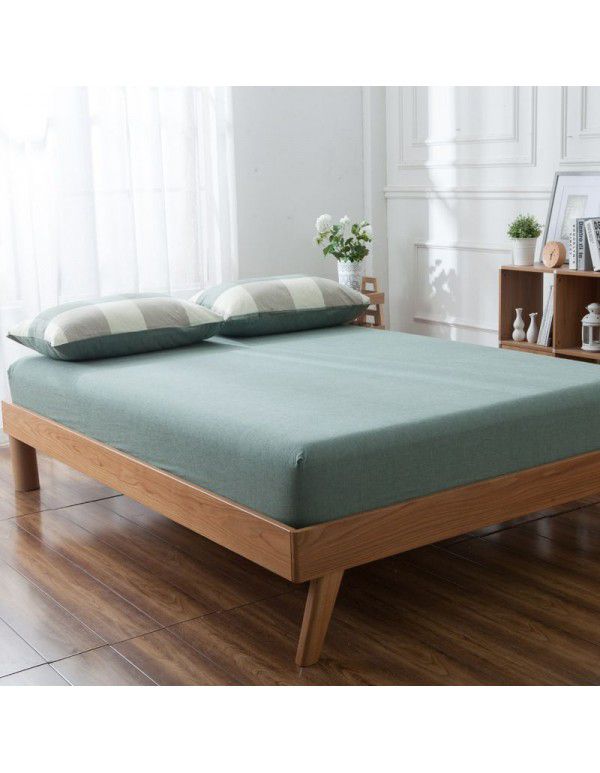 Cotton single fitted sheet washed cotton double bed cover home textile home stay bed bag bedding Simmons protective cover 