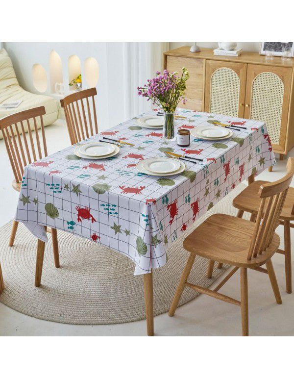 Simple dining table cloth, waterproof, oil proof, hot proof, wash free pvc household tea table cloth, rectangular student ins desk mat