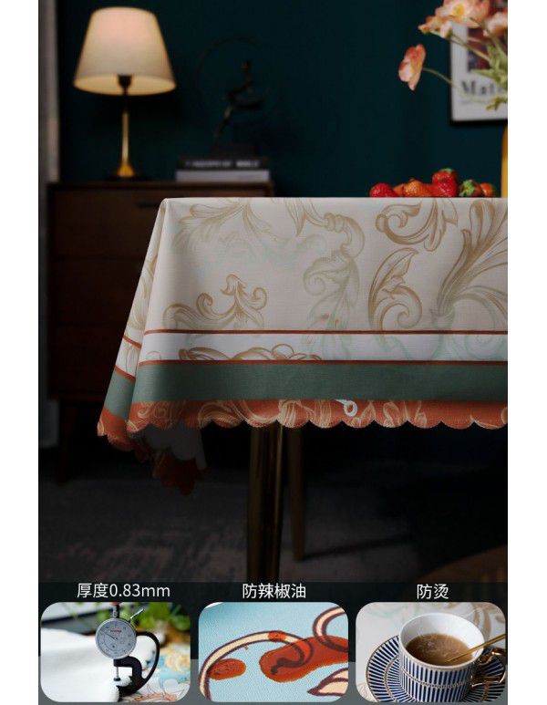 Manufacturer wholesale tablecloth waterproof, anti scalding, anti oil, no washing tablecloth rectangular American retro pastoral luxury 