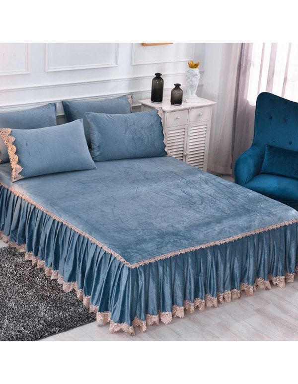 new crystal velvet bed skirt bedspread single piece coral velvet non slip bed group bedspread light luxury bedspread in winter 