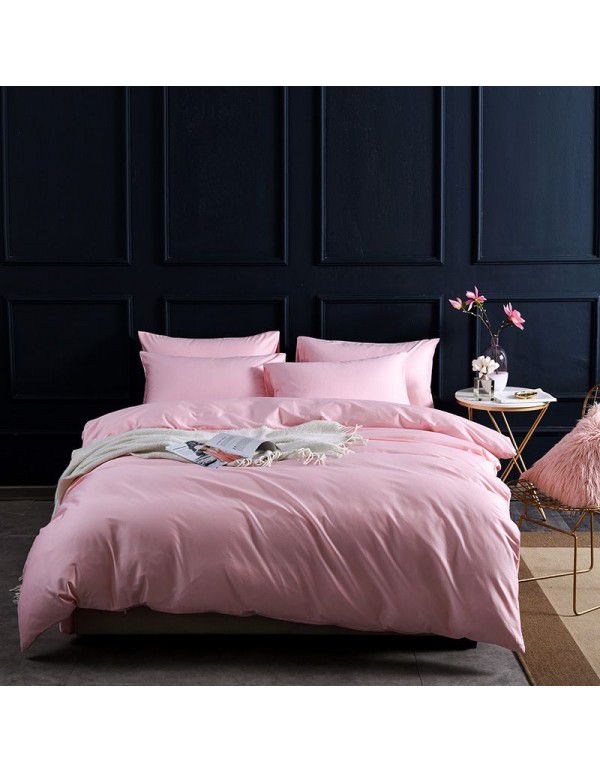 Cross border American Amazon Cotton 60 Thread Count Solid Color Duvet Cover Three Piece Set Simple Soft Cotton Bedding