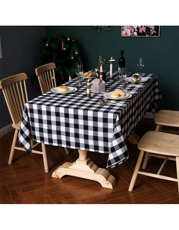 Christmas Red Black Plaid tablecloth rectangular holiday party decorative tablecloth polyester cotton black and white round tablecloth 