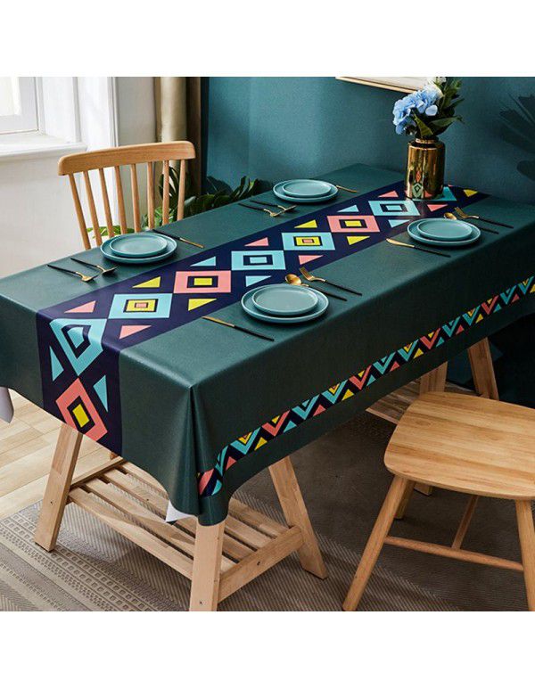 PVC tablecloth waterproof, oil proof, scald proof and wash free tablecloth rectangular household tablecloth tea table cloth table mat desk 