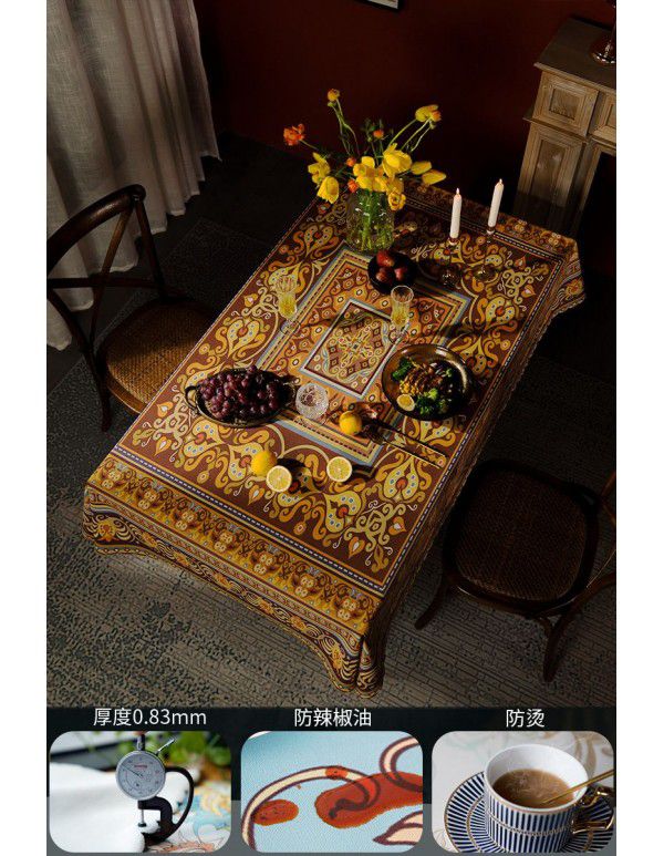 Manufacturer wholesale tablecloth waterproof, anti scalding, anti oil, no washing tablecloth rectangular American retro pastoral luxury 