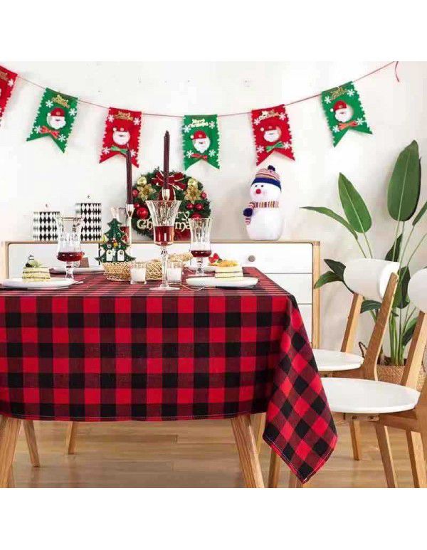 Christmas Red Black Plaid tablecloth rectangular holiday party decorative tablecloth polyester cotton black and white round tablecloth 