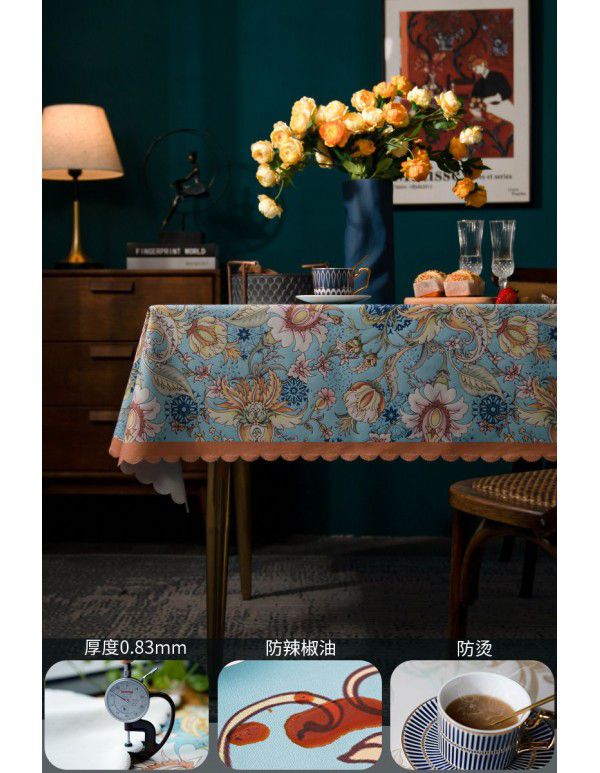 Manufacturer wholesale tablecloth waterproof, anti scalding, anti oil, no washing tablecloth rectangular American retro pastoral luxury 