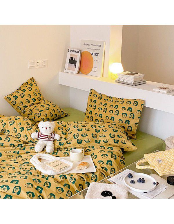 Live broadcast agent ins small fresh four piece pure cotton cotton 40 small flower single double bed single set wholesale