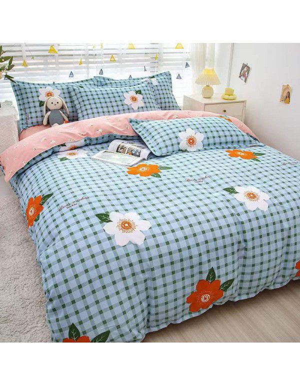 Type A pure cotton four piece cotton wholesale ins style fitted sheet thickened sheet quilt cover three piece set