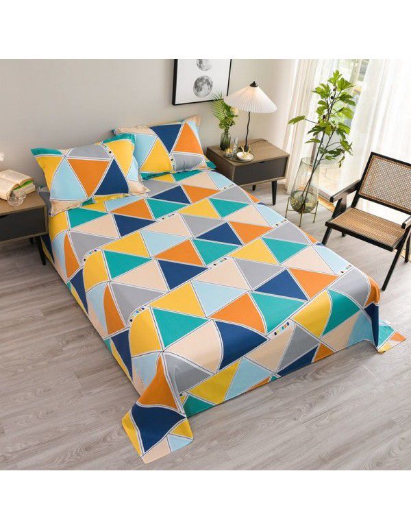 Wholesale of 100% cotton bed sheets in summer, 100% cotton single bed sheets for single dormitory, double household, foreign trade, bedding manufacturers