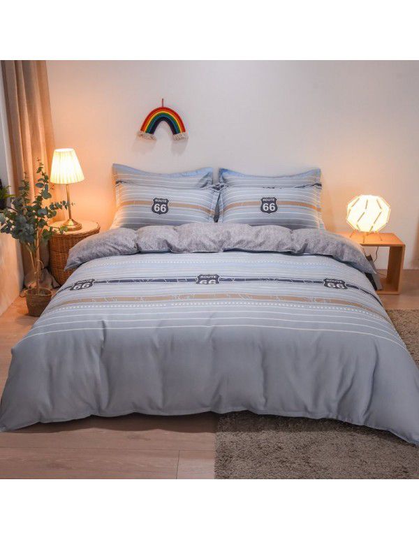 Hengyuan sample pure cotton brushed four piece set thickened warm bed sheet quilt cover four piece set student dormitory three piece set wholesale