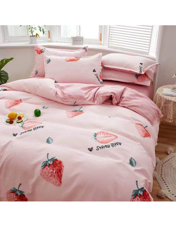 Type A pure cotton four piece cotton wholesale ins style fitted sheet thickened sheet quilt cover three piece set