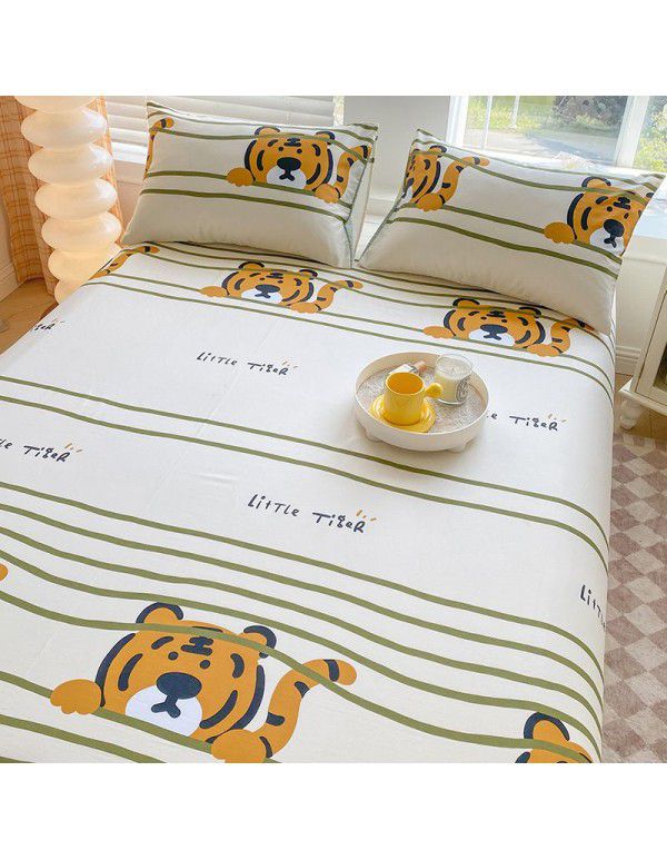 100% Cotton Fitted Sheet One Piece 100% Cotton Bedcover Children's Mattress Cover Simmons Protective Cover All Inclusive Non slip Sheet Set