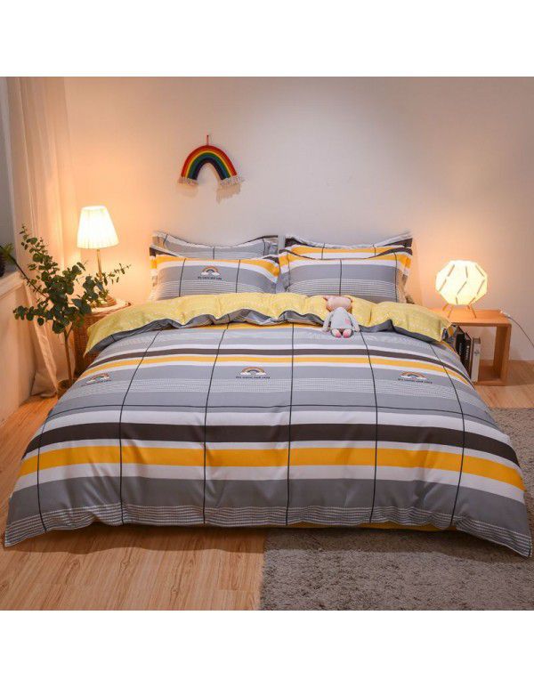 Hengyuan sample pure cotton brushed four piece set thickened warm bed sheet quilt cover four piece set student dormitory three piece set wholesale