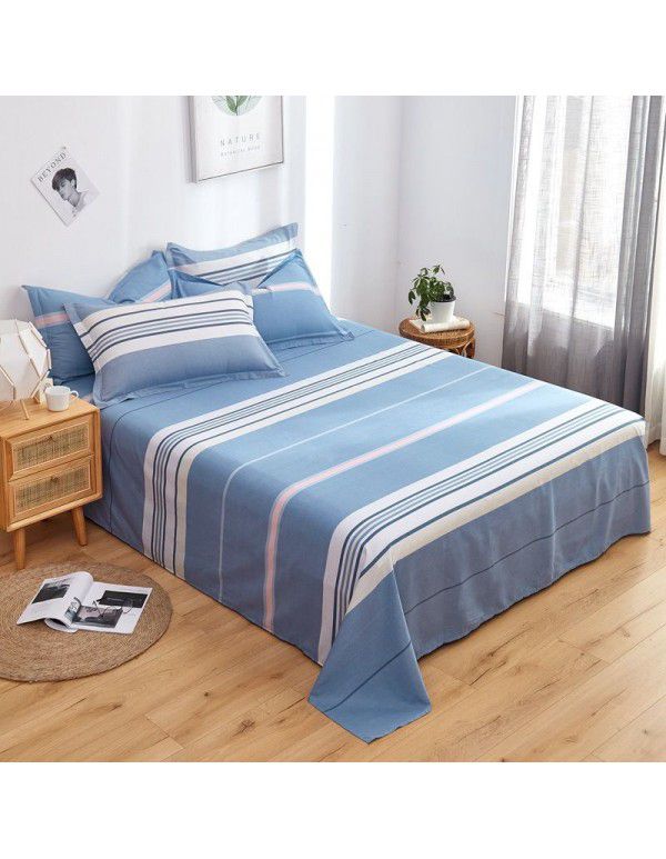 Wholesale of 100% cotton bed sheets in summer, 100% cotton single bed sheets for single dormitory, double household, foreign trade, bedding manufacturers