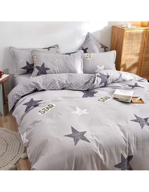 Type A pure cotton four piece cotton wholesale ins style fitted sheet thickened sheet quilt cover three piece set