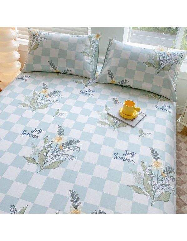 100% Cotton Fitted Sheet One Piece 100% Cotton Bedcover Children's Mattress Cover Simmons Protective Cover All Inclusive Non slip Sheet Set