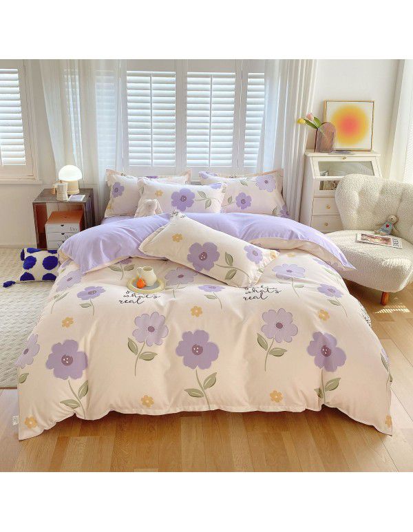 Type A pure cotton four piece cotton wholesale ins style fitted sheet thickened sheet quilt cover three piece set