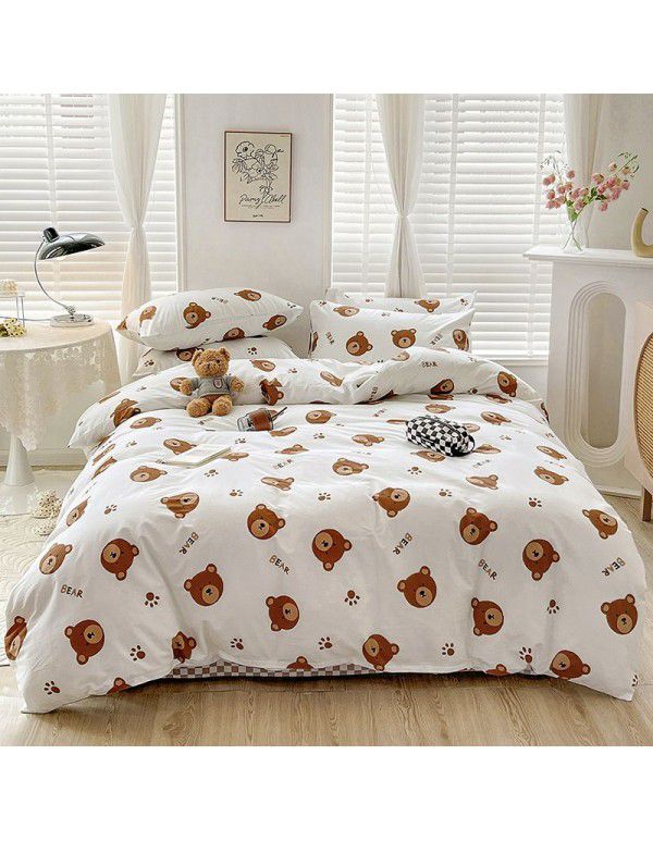 Ins wind small fresh cotton four piece cotton three piece bed sheet