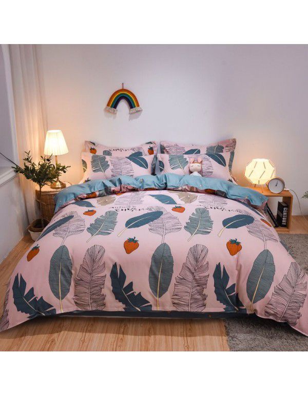 Hengyuan sample pure cotton brushed four piece set thickened warm bed sheet quilt cover four piece set student dormitory three piece set wholesale