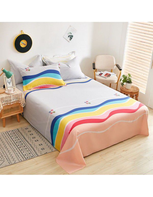 Wholesale of 100% cotton bed sheets in summer, 100% cotton single bed sheets for single dormitory, double household, foreign trade, bedding manufacturers