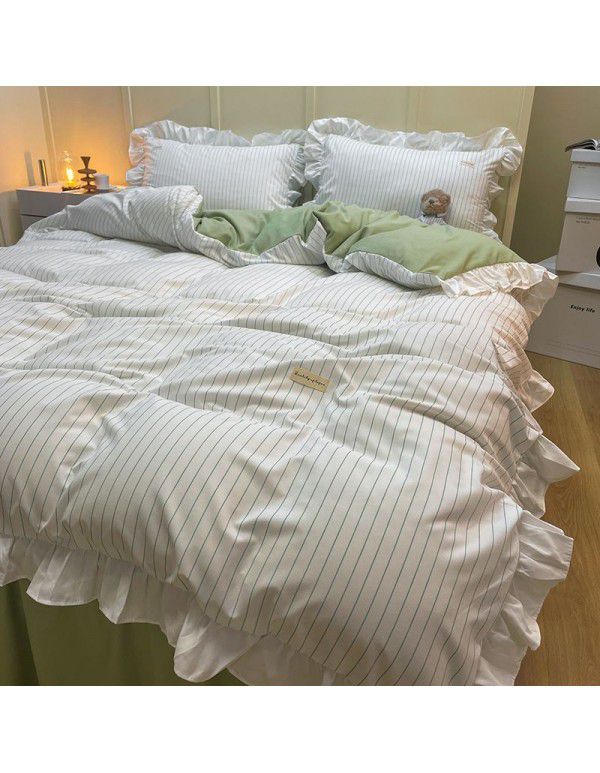 The manufacturer directly sells Korean lace 4-piece set of 60 Australian cotton bed sheets in small wind and fresh quilt cover gifts for sale