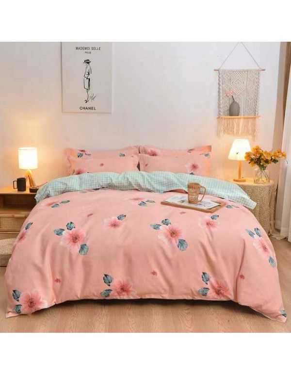 Type A pure cotton four piece cotton wholesale ins style fitted sheet thickened sheet quilt cover three piece set