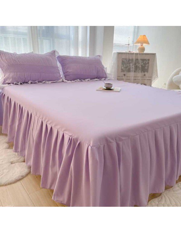 Korean Washed Cotton Bed Skirt One Piece All Seasons Universal Non slip Sheet Three Piece Mattress Protective Cover Dustproof Cover Cover