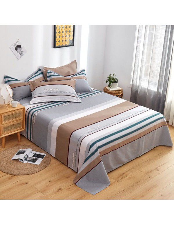 Wholesale of 100% cotton bed sheets in summer, 100% cotton single bed sheets for single dormitory, double household, foreign trade, bedding manufacturers