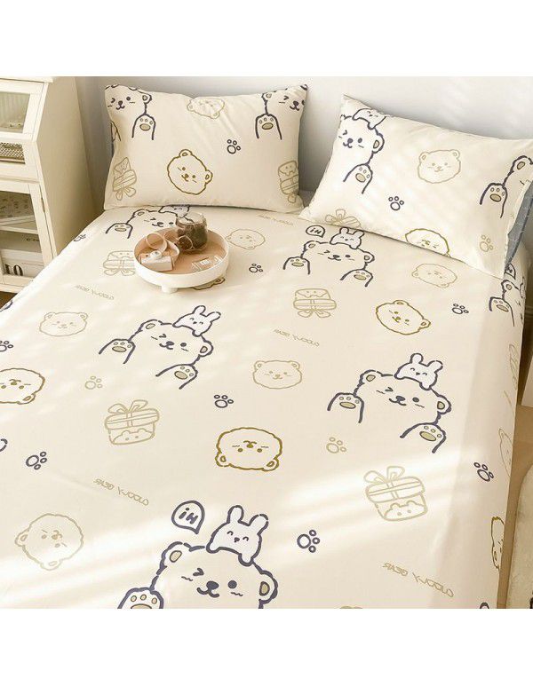 100% Cotton Fitted Sheet One Piece 100% Cotton Bedcover Children's Mattress Cover Simmons Protective Cover All Inclusive Non slip Sheet Set