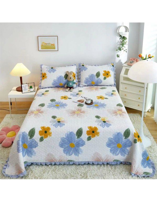 Autumn and winter thickened milk velvet bed cover quilted warm bed sheet crystal velvet blanket machine washable one hair substitute