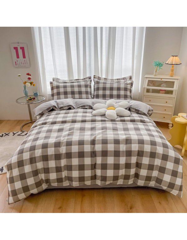 Wholesale all cotton thickened four piece set, all cotton brushed three piece set, student dormitory bed sheet and quilt cover, one for distribution