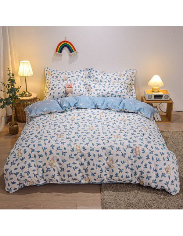 Hengyuan sample pure cotton brushed four piece set thickened warm bed sheet quilt cover four piece set student dormitory three piece set wholesale