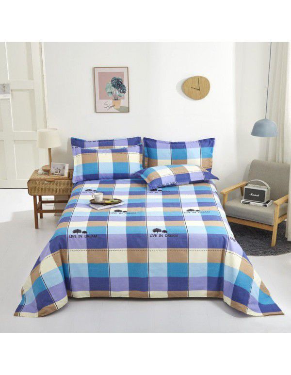 Bedsheet 1.2 * 2.3m thick ground bed sheet single piece wholesale dormitory hotel bedroom single simple bed sheet