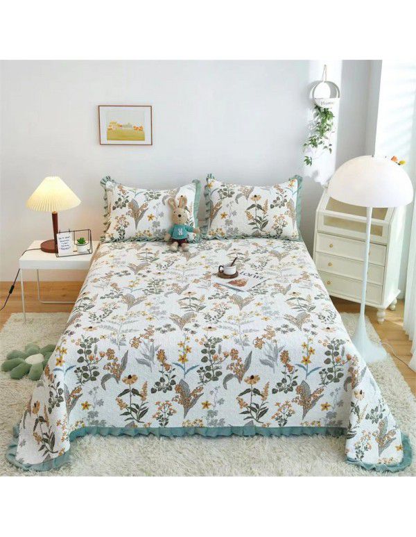 Autumn and winter thickened milk velvet bed cover quilted warm bed sheet crystal velvet blanket machine washable one hair substitute