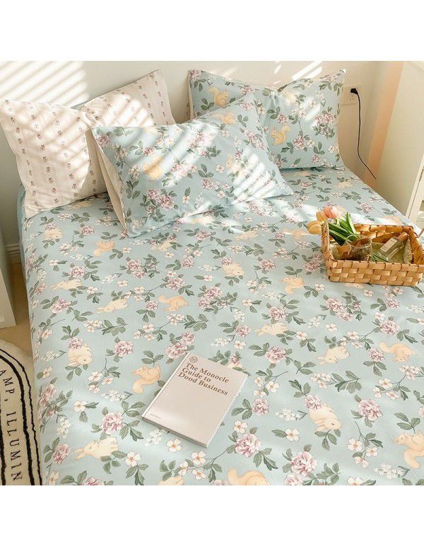 100% Cotton Fitted Sheet One Piece 100% Cotton Bedcover Children's Mattress Cover Simmons Protective Cover All Inclusive Non slip Sheet Set