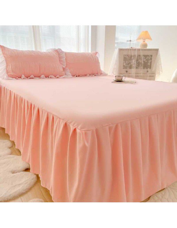 Korean Washed Cotton Bed Skirt One Piece All Seasons Universal Non slip Sheet Three Piece Mattress Protective Cover Dustproof Cover Cover