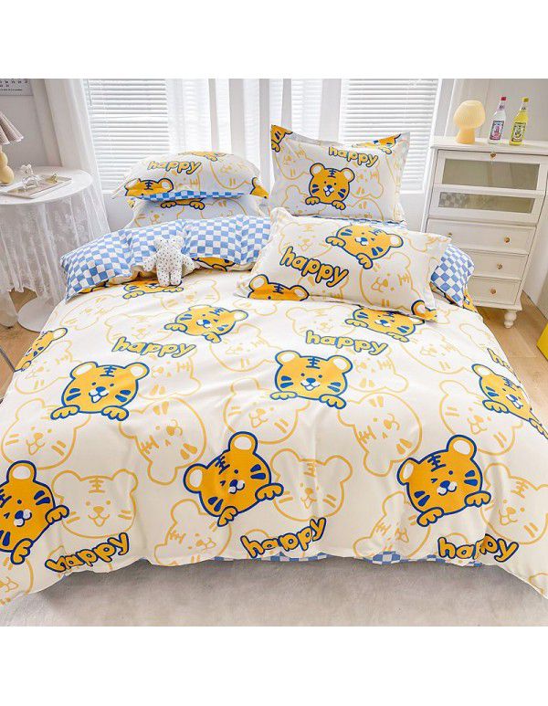 Hengyuan sample pure cotton brushed four piece set thickened warm bed sheet quilt cover four piece set student dormitory three piece set wholesale