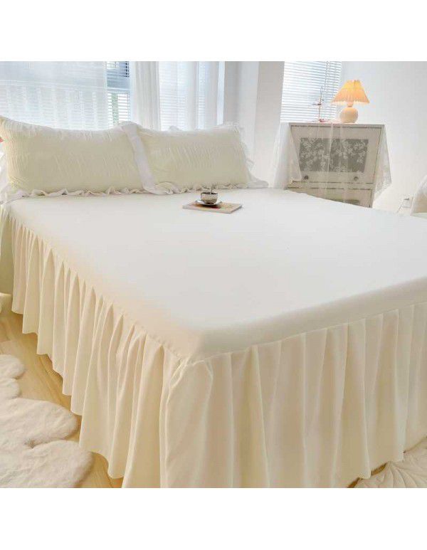 Korean Washed Cotton Bed Skirt One Piece All Seasons Universal Non slip Sheet Three Piece Mattress Protective Cover Dustproof Cover Cover