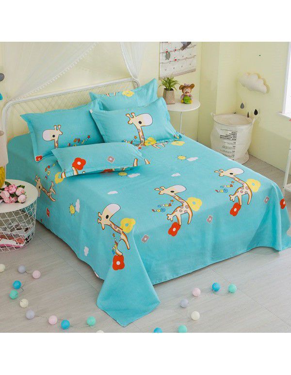 Bedsheet 1.2 * 2.3m thick ground bed sheet single piece wholesale dormitory hotel bedroom single simple bed sheet