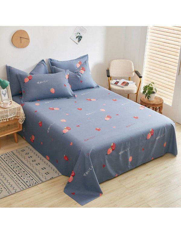 Wholesale of 100% cotton bed sheets in summer, 100% cotton single bed sheets for single dormitory, double household, foreign trade, bedding manufacturers