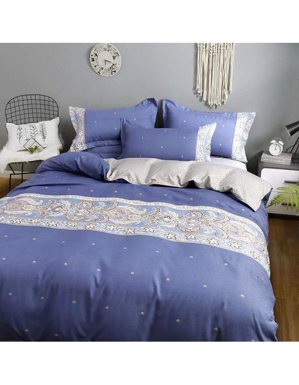 Type A pure cotton four piece cotton wholesale ins style fitted sheet thickened sheet quilt cover three piece set