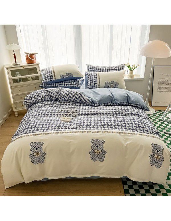 Ins wind small fresh cotton four piece cotton three piece bed sheet