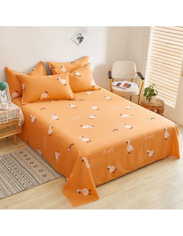 Wholesale of 100% cotton bed sheets in summer, 100% cotton single bed sheets for single dormitory, double household, foreign trade, bedding manufacturers