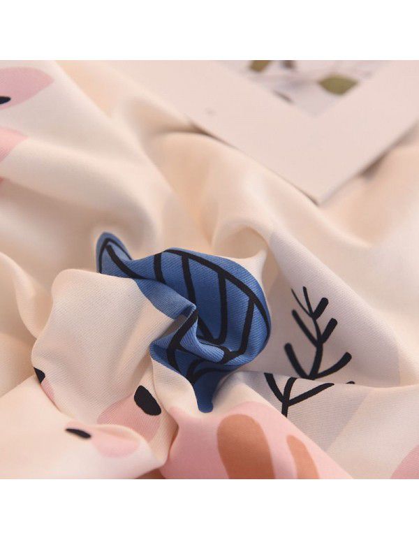 Thickened warm keeping pure cotton buffed four piece cotton quilt cover sheet 1.5/1.8m simple three piece bedding set