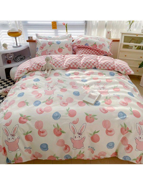 Ins wind small fresh cotton four piece cotton three piece bed sheet