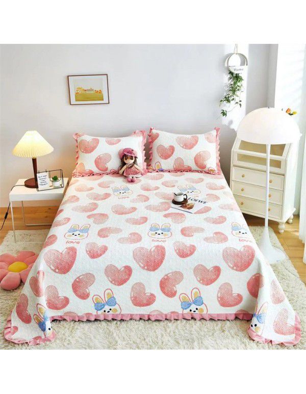 Autumn and winter thickened milk velvet bed cover quilted warm bed sheet crystal velvet blanket machine washable one hair substitute