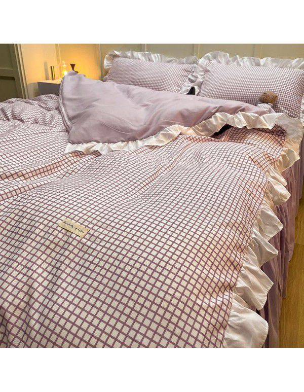 The manufacturer directly sells Korean lace 4-piece set of 60 Australian cotton bed sheets in small wind and fresh quilt cover gifts for sale