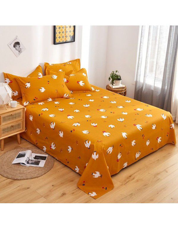 Wholesale of 100% cotton bed sheets in summer, 100% cotton single bed sheets for single dormitory, double household, foreign trade, bedding manufacturers